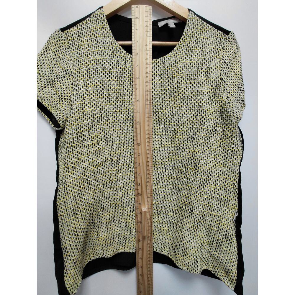 BANANA REPUBLIC Yellow Abstract Lightweight Blouse Women Short Sleeve Size M - Picture 7 of 10